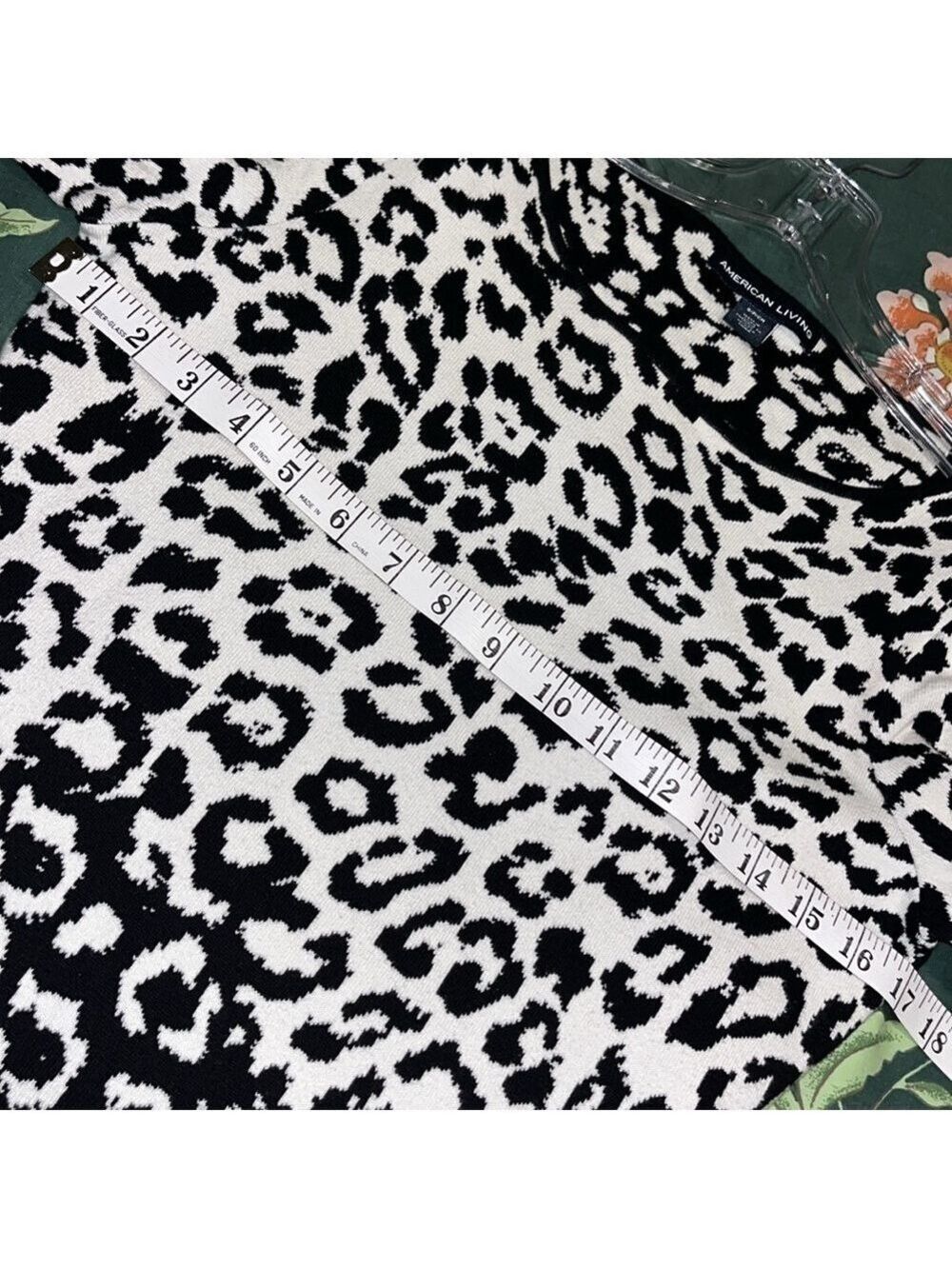 Leopard Sweater Dress Black White animal print modest shirt dress - Picture 6 of 6